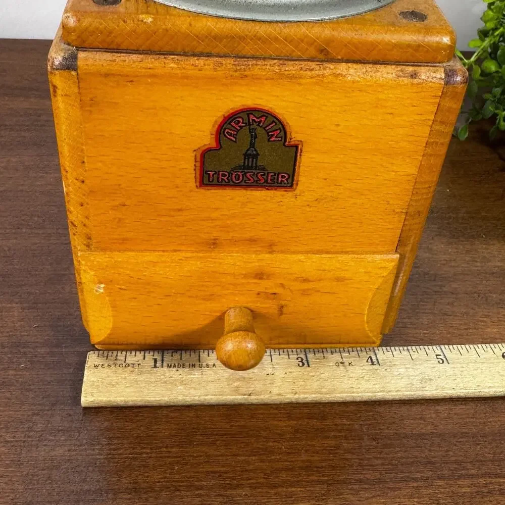 Vintage Armin Trosser Brimaz 200 Coffee Grinder West Germany Wood Hand Crank